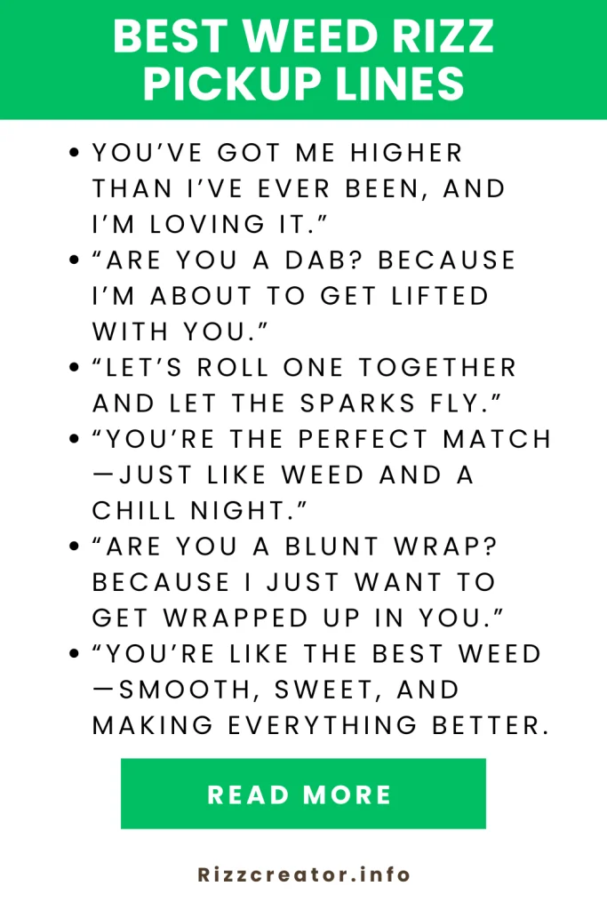 best weed rizz pickup lines