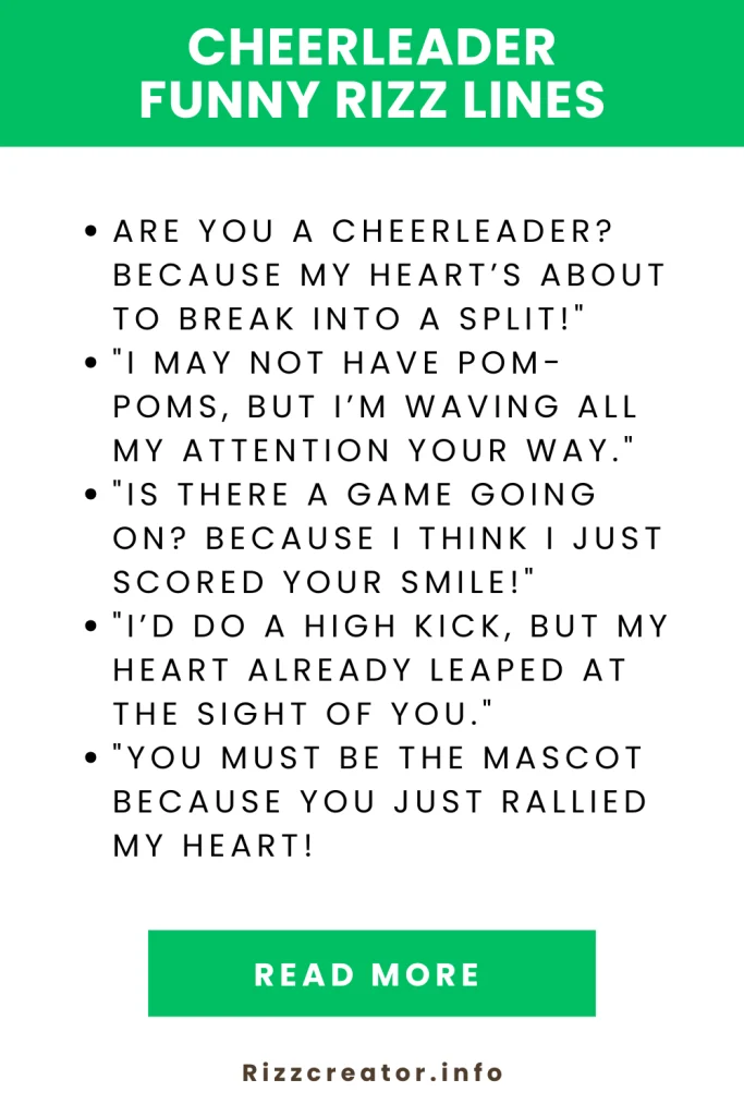 cheerleader funny rizz lines