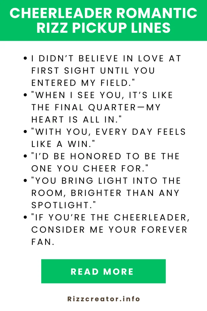 cheerleader romantic rizz pickup lines
